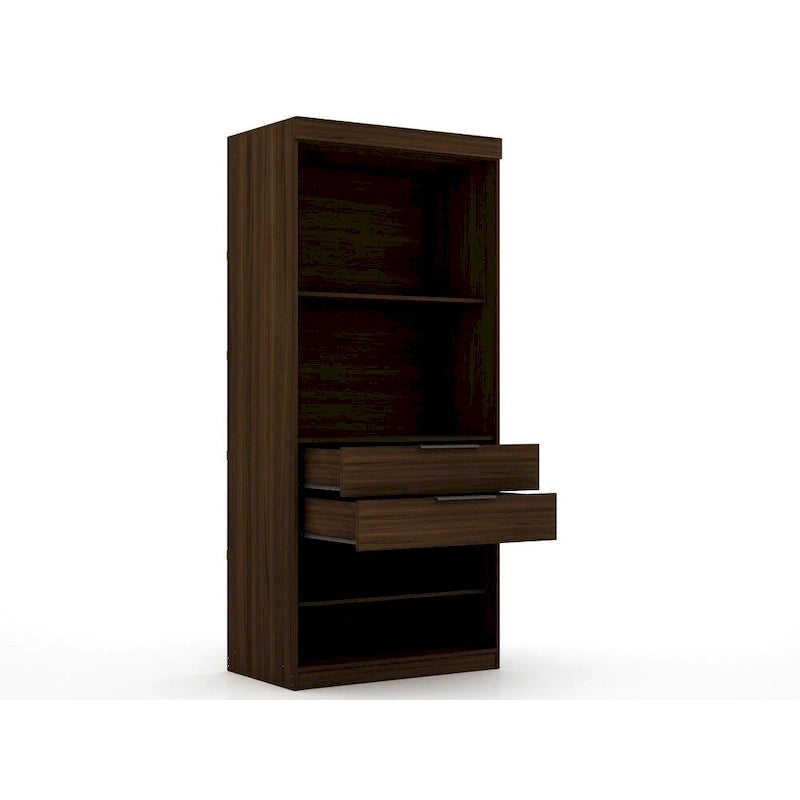 Armoire-penderie ouverte blanche / marron / bleu nuit, 1 personne