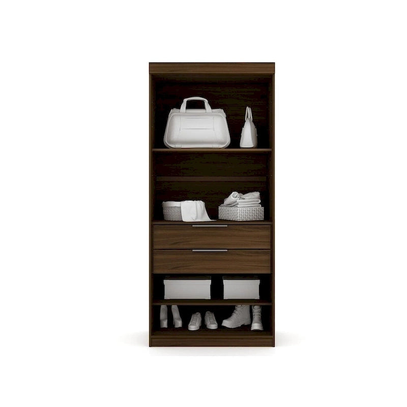 Armoire-penderie ouverte blanche / marron / bleu nuit, 1 personne