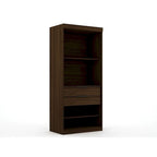 Armoire-penderie ouverte blanche / marron / bleu nuit, 1 personne