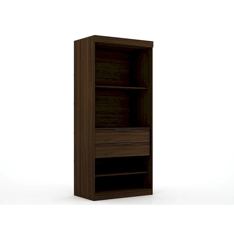 Armoire-penderie ouverte blanche / marron / bleu nuit, 1 personne