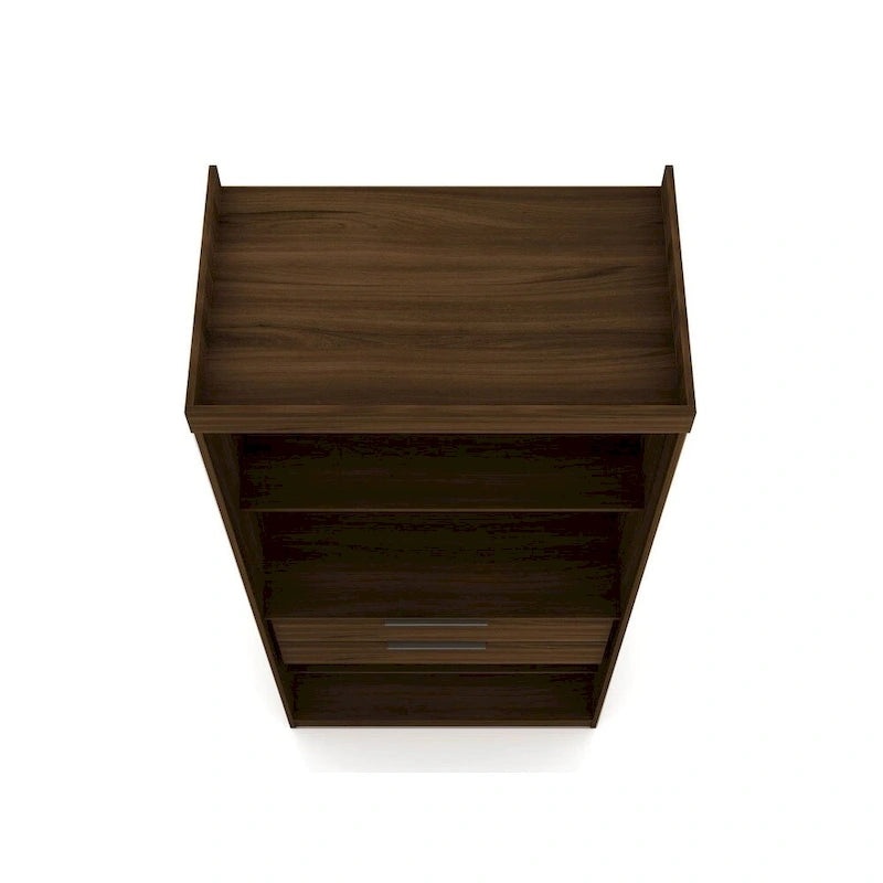 Armoire-penderie ouverte blanche / marron / bleu nuit, 1 personne