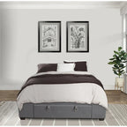 Gray Platform Bed Frame with 3 Storage Drawers, Queen & King, 2-Person