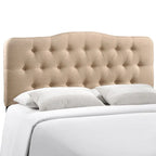 Beige / Grey / Ivory Button-Tufted Arched King Headboard for 2