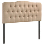 Beige / Grey / Ivory Button-Tufted Arched King Headboard for 2