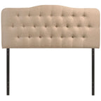 Beige / Grey / Ivory Button-Tufted Arched King Headboard for 2