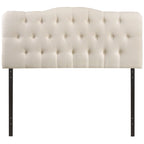 Beige / Grey / Ivory Button-Tufted Arched King Headboard for 2