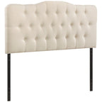 Beige / Grey / Ivory Button-Tufted Arched King Headboard for 2