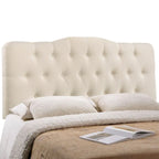 Beige / Grey / Ivory Button-Tufted Arched King Headboard for 2