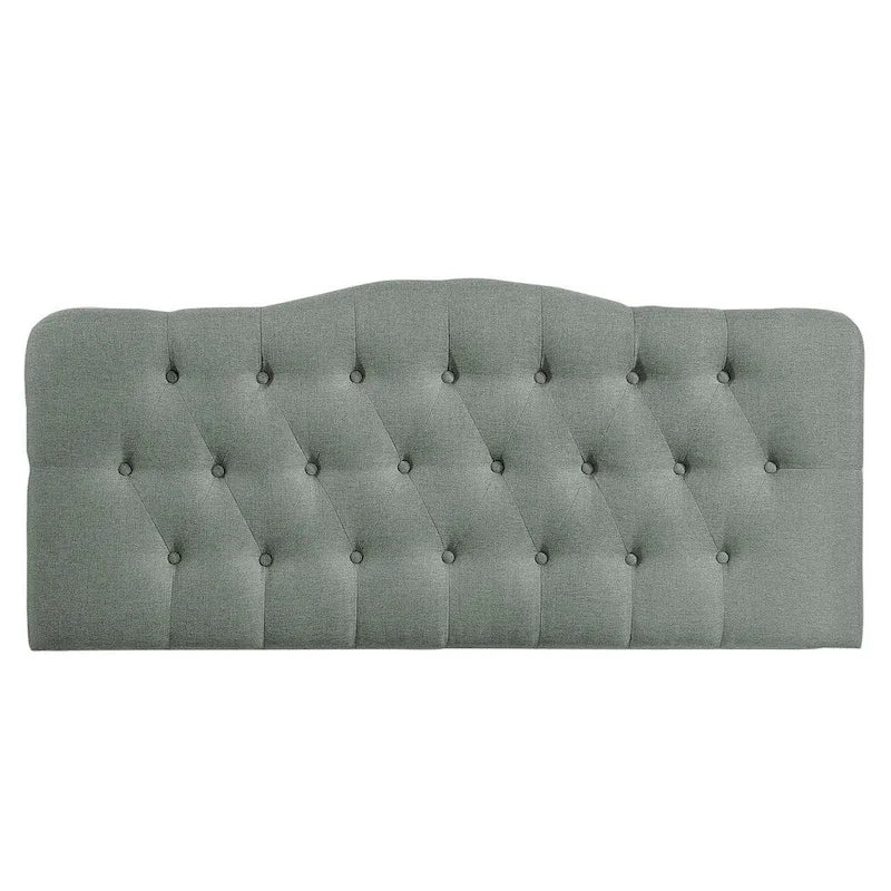 Beige / Grey / Ivory Button-Tufted Arched King Headboard for 2