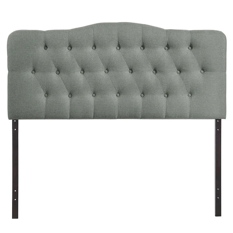 Beige / Grey / Ivory Button-Tufted Arched King Headboard for 2