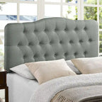 Beige / Grey / Ivory Button-Tufted Arched King Headboard for 2
