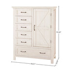 Brushed White 6-Drawer Traditional Chifforobe, 1-Person