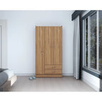 Amaretto Oak/White 1-Person Armoire Wardrobe with Garment Bar & Shelves