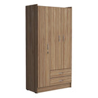 Amaretto Oak/White 1-Person Armoire Wardrobe with Garment Bar & Shelves