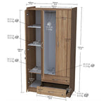 Amaretto Oak/White 1-Person Armoire Wardrobe with Garment Bar & Shelves