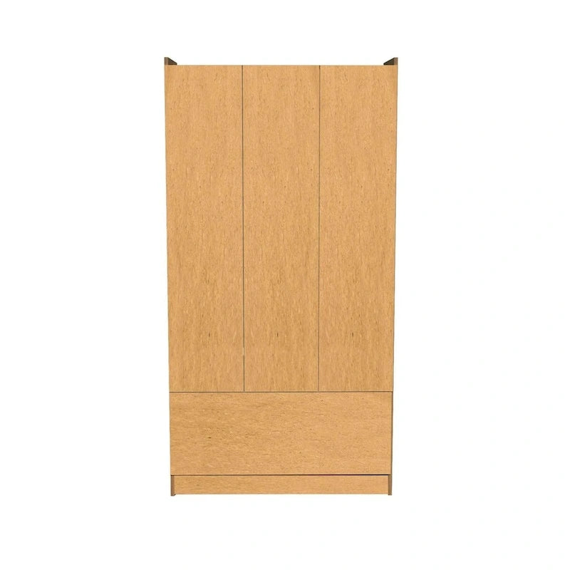 Amaretto Oak/White 1-Person Armoire Wardrobe with Garment Bar & Shelves