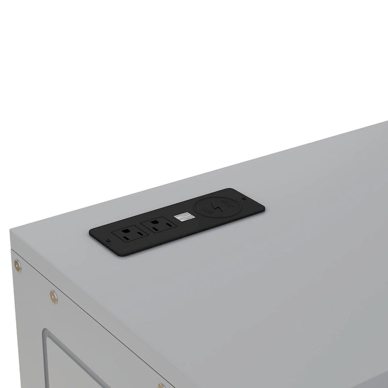 Grey / White Full Size Murphy Bed with Shelves, 1-Person, Wall Fold-Down Style