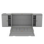 Grey / White Full Size Murphy Bed with Shelves, 1-Person, Wall Fold-Down Style
