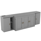 Grey / White Full Size Murphy Bed with Shelves, 1-Person, Wall Fold-Down Style