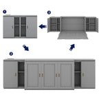 Grey / White Full Size Murphy Bed with Shelves, 1-Person, Wall Fold-Down Style