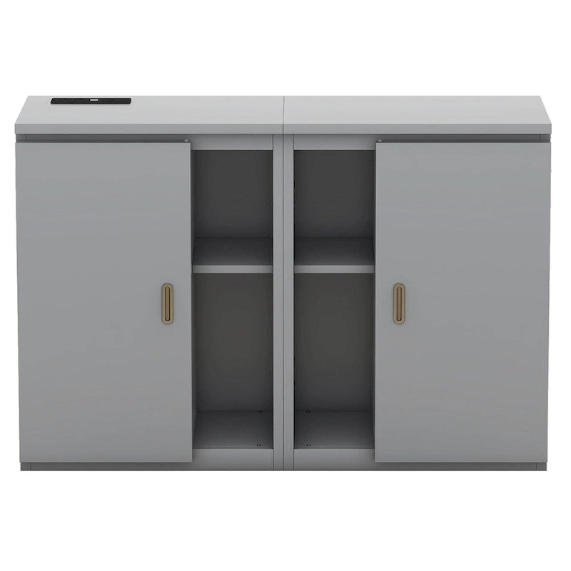Grey / White Full Size Murphy Bed with Shelves, 1-Person, Wall Fold-Down Style