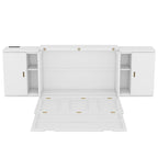 Grey / White Full Size Murphy Bed with Shelves, 1-Person, Wall Fold-Down Style