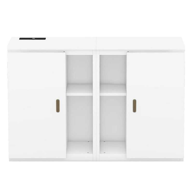 Grey / White Full Size Murphy Bed with Shelves, 1-Person, Wall Fold-Down Style