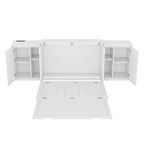 Grey / White Full Size Murphy Bed with Shelves, 1-Person, Wall Fold-Down Style