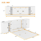 Grey / White Full Size Murphy Bed with Shelves, 1-Person, Wall Fold-Down Style