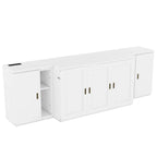 Grey / White Full Size Murphy Bed with Shelves, 1-Person, Wall Fold-Down Style