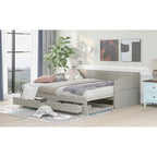 Lit de repos en bois gris/espresso/blanc avec lit gigogne et 2 tiroirs, de taille simple à très grand, pour 1 à 2 personnes
