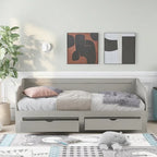 Lit de repos en bois gris/espresso/blanc avec lit gigogne et 2 tiroirs, de taille simple à très grand, pour 1 à 2 personnes