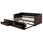 Lit de repos en bois gris/espresso/blanc avec lit gigogne et 2 tiroirs, de taille simple à très grand, pour 1 à 2 personnes