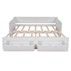 Lit de repos en bois gris/espresso/blanc avec lit gigogne et 2 tiroirs, de taille simple à très grand, pour 1 à 2 personnes