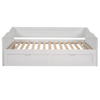 Lit de repos en bois gris/espresso/blanc avec lit gigogne et 2 tiroirs, de taille simple à très grand, pour 1 à 2 personnes