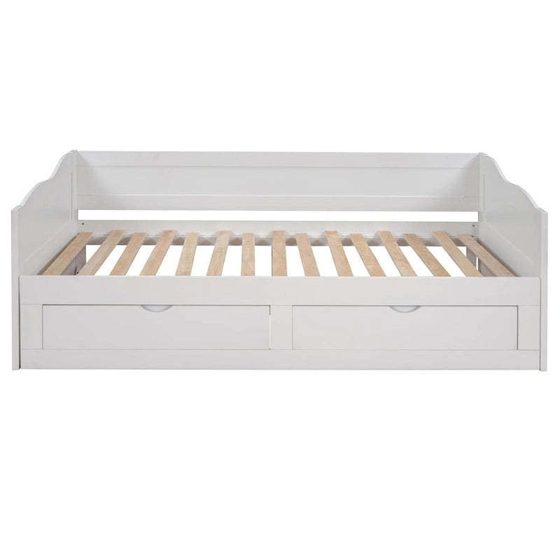 Lit de repos en bois gris/espresso/blanc avec lit gigogne et 2 tiroirs, de taille simple à très grand, pour 1 à 2 personnes