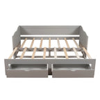 Lit de repos en bois gris/espresso/blanc avec lit gigogne et 2 tiroirs, de taille simple à très grand, pour 1 à 2 personnes