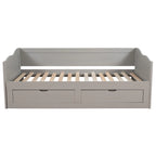 Lit de repos en bois gris/espresso/blanc avec lit gigogne et 2 tiroirs, de taille simple à très grand, pour 1 à 2 personnes