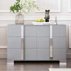 White/Grey 6-Drawer Dresser with Mirror Legs, Single