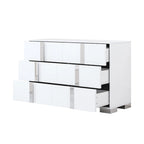 White/Grey 6-Drawer Dresser with Mirror Legs, Single