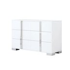White/Grey 6-Drawer Dresser with Mirror Legs, Single