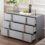 White/Grey 6-Drawer Dresser with Mirror Legs, Single