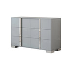 White/Grey 6-Drawer Dresser with Mirror Legs, Single