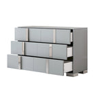White/Grey 6-Drawer Dresser with Mirror Legs, Single