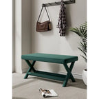 Multi-Color Velvet Upholstered Bench, X-Leg Style, Single Seat