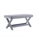 Multi-Color Velvet Upholstered Bench, X-Leg Style, Single Seat