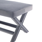 Multi-Color Velvet Upholstered Bench, X-Leg Style, Single Seat
