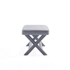 Multi-Color Velvet Upholstered Bench, X-Leg Style, Single Seat