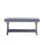 Multi-Color Velvet Upholstered Bench, X-Leg Style, Single Seat