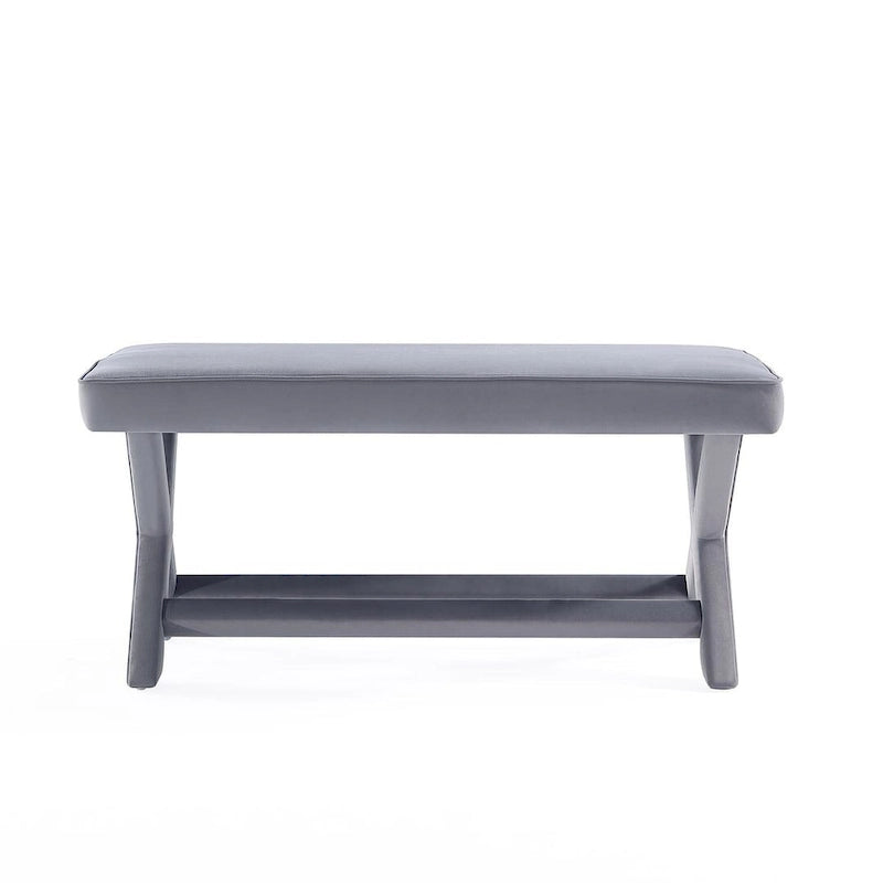 Multi-Color Velvet Upholstered Bench, X-Leg Style, Single Seat